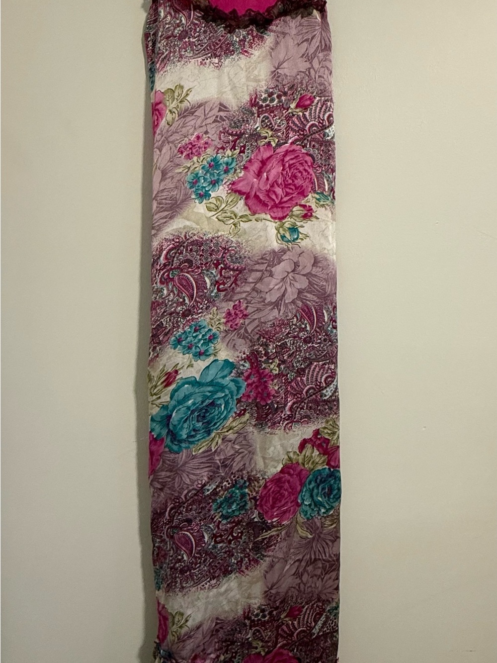 Source Unknown Floral Strapless Maxi Dress in Pink & Teal